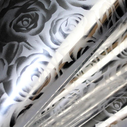 DecoFilm Metallic Silver Roses HTV - WeSplurge.com