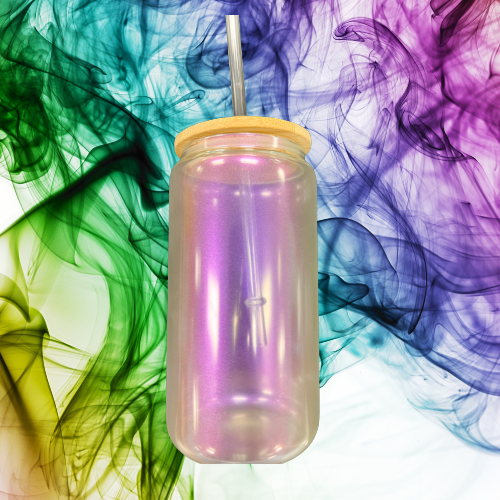 Iridescent Sublimation Glass Can Tumbler