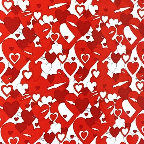 Red/White Hearts Fashion Pattern HTV 12"x15"