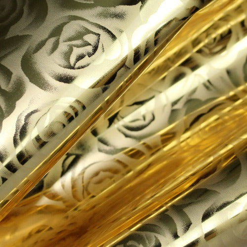 DecoFilm Metallic Gold Roses HTV 9.75"x12"