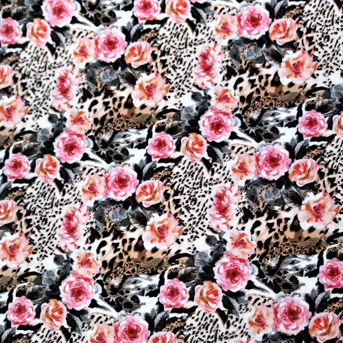 Pink Roses/Leopard Fashion Pattern HTV 12"x15"
